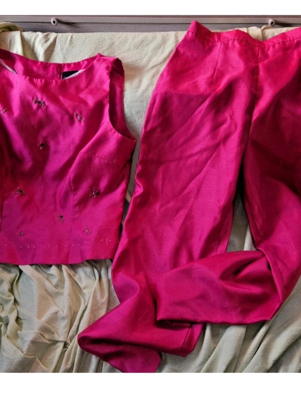 Vintage Scarlett Women’s Size 12 Pink 2-PC Sleeveless Pant Suit Set 100% Polyest
